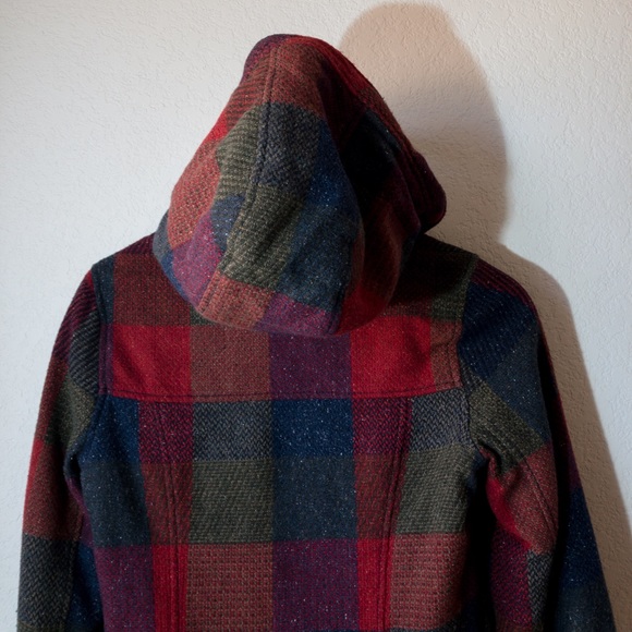 Hollister Jacket Plaid Wool Blend Faux Fur Trim Zip Up and Button Up Coat Sz XS - Picture 11 of 16